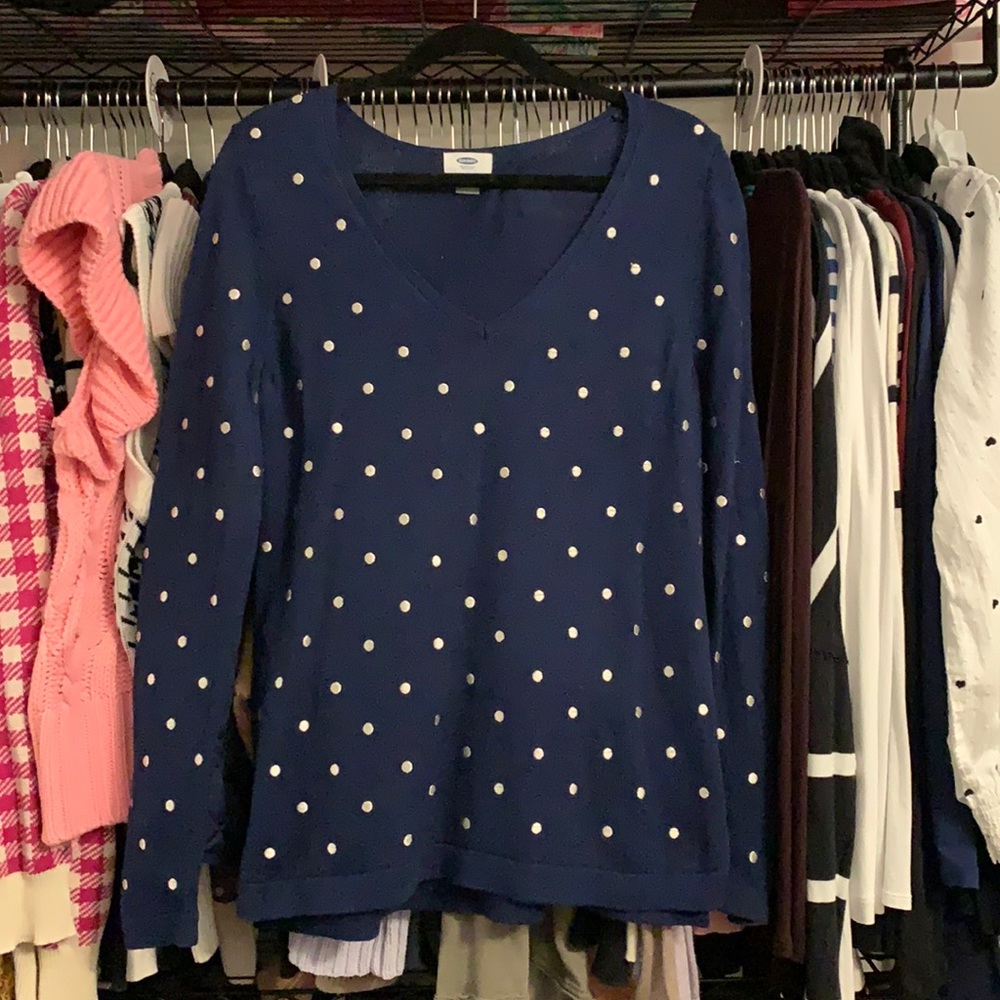 Blue with silver polka dots sweater from Old Navy EUC Large